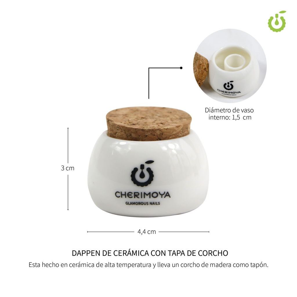 [BH017037] vaso dappen  de ceramica Blanca con tapa corcho (Pack x 20)-BH017037