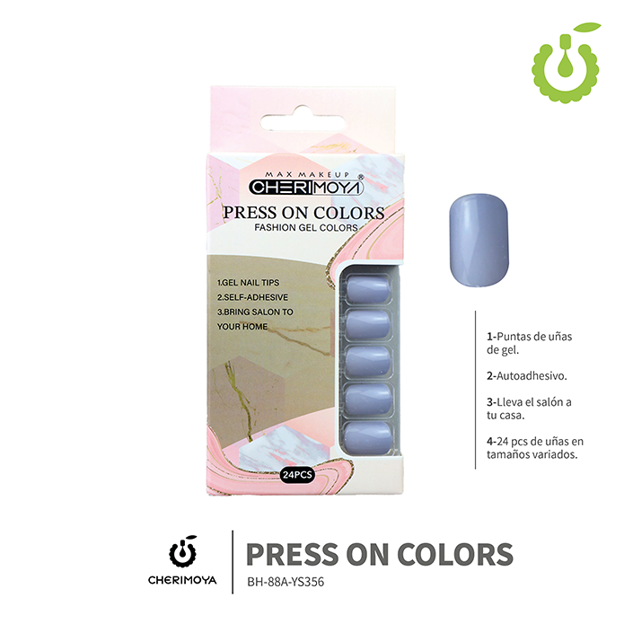 Press on nails oval brillo 24 pcs ___Pack X12 -BH001207 /BH-88A-YS356