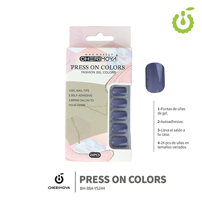 Press on nails oval brillo 24 pcs (pack x12) -BH001207 /BH-88A-YS344