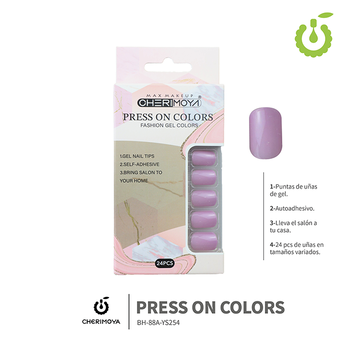 Press on nails oval brillo 24 pcs (pack x12) -BH001207 /BH-88A-YS254