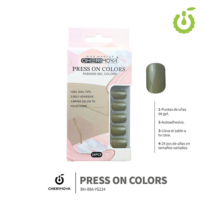 Press on nails oval brillo 24 pcs ___Pack X12 -BH001207 /BH-88A-YS224