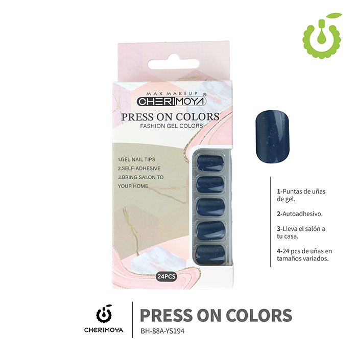 Press on nails oval brillo 24 pcs ___Pack X12 -BH001207 /BH-88A-YS194