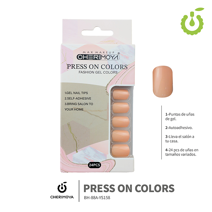 Press on nails oval brillo 24 pcs (pack x12) -BH001207 /BH-88A-YS158