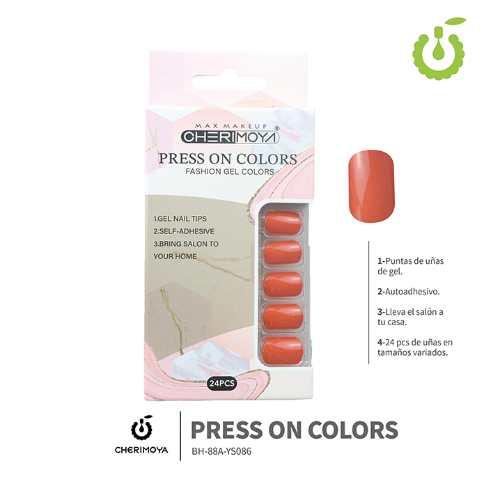 Press on nails oval brillo 24 pcs (pack x12) -BH001207 /BH-88A-YS086