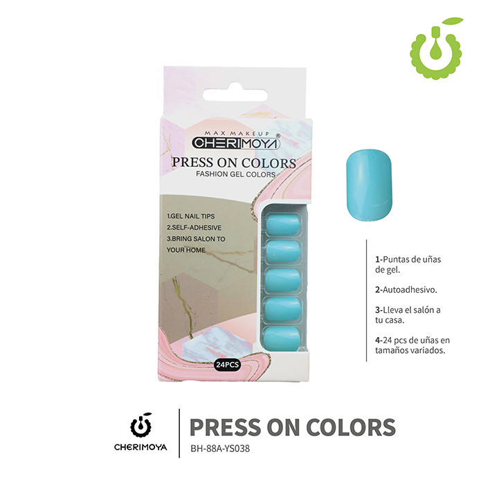 Press on nails oval brillo 24 pcs (pack x12) -BH001207 /BH-88A-YS038
