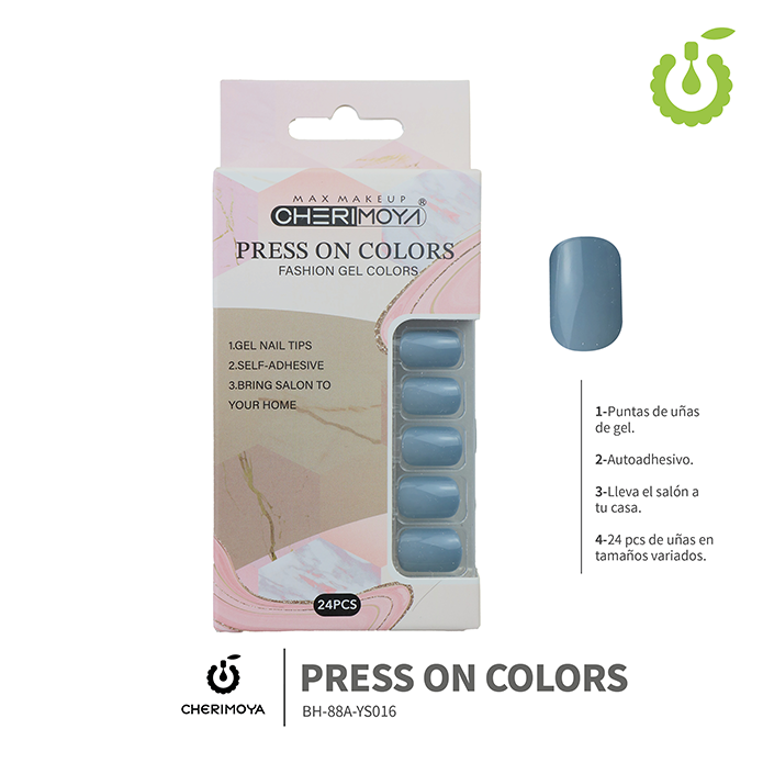 Press on nails oval brillo 24 pcs ___Pack X12 -BH001207 /BH-88A-YS016