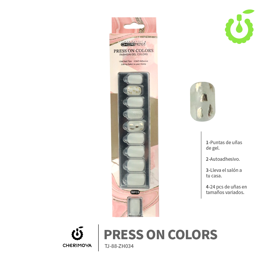 Press on nails KIT GOLD 30pcs ___Pack X12 -BH001207-6/TJ-88-ZH034