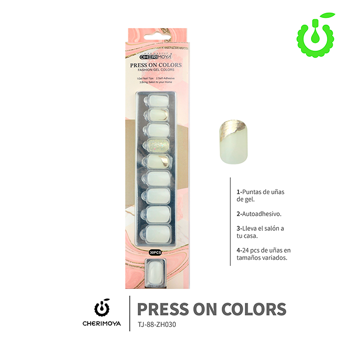 Press on nails KIT GOLD 30pcs ___Pack X12 -BH001207-6/TJ-88-ZH030