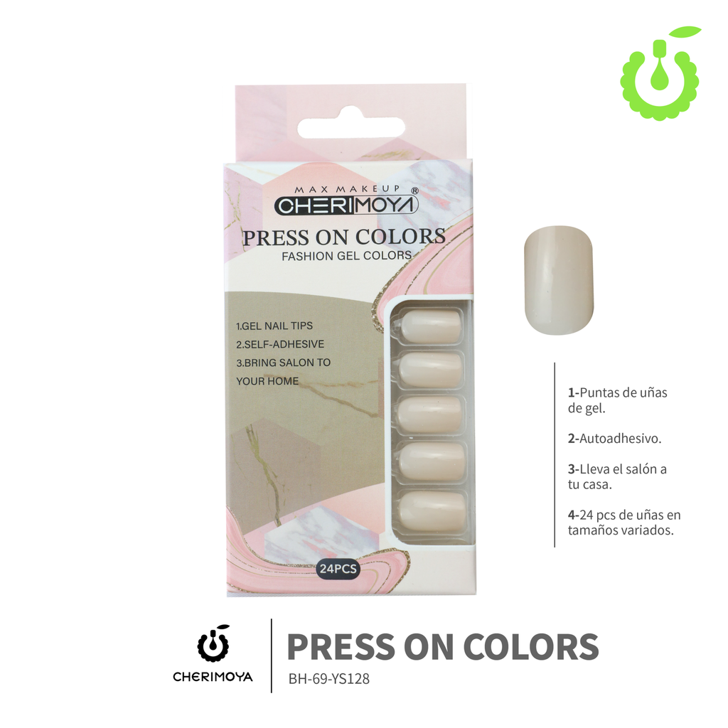 Press on nails Cuadrado  69-YS Brillo 24pcs ___Pack X12 -BH001205/BH-69-YS128