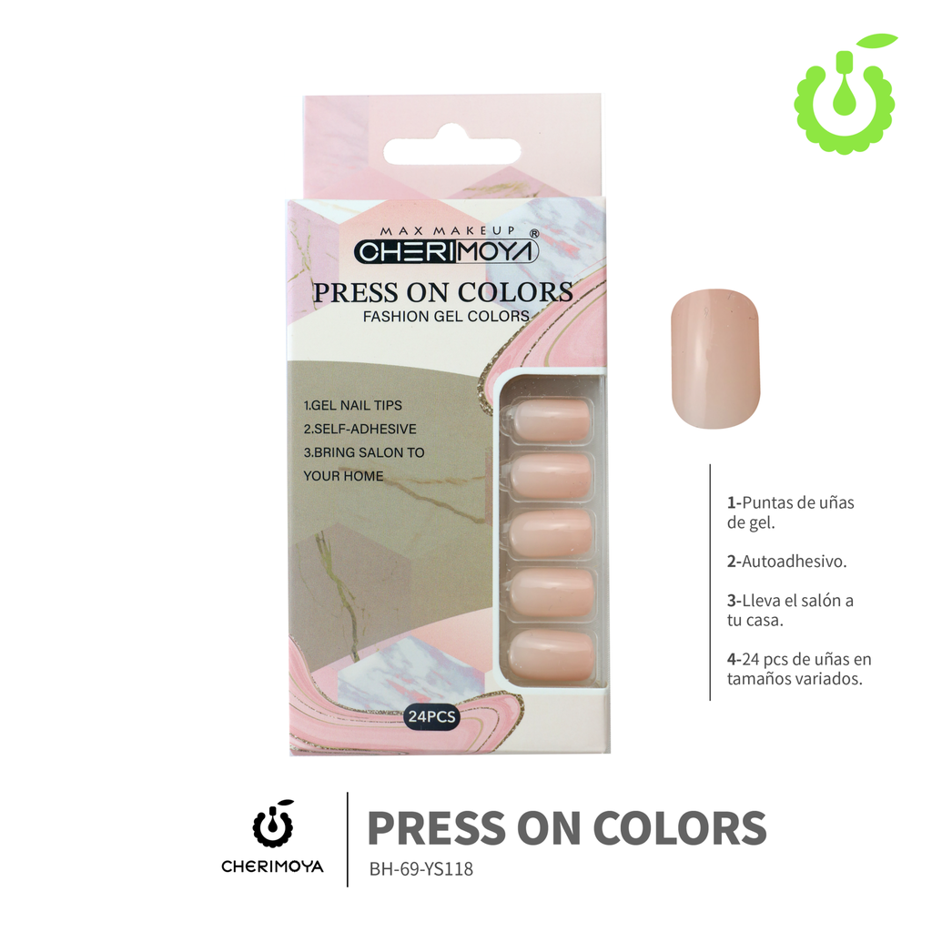 Press on nails Cuadrado  69-YS Brillo 24pcs ___Pack X12 -BH001205/BH-69-YS118