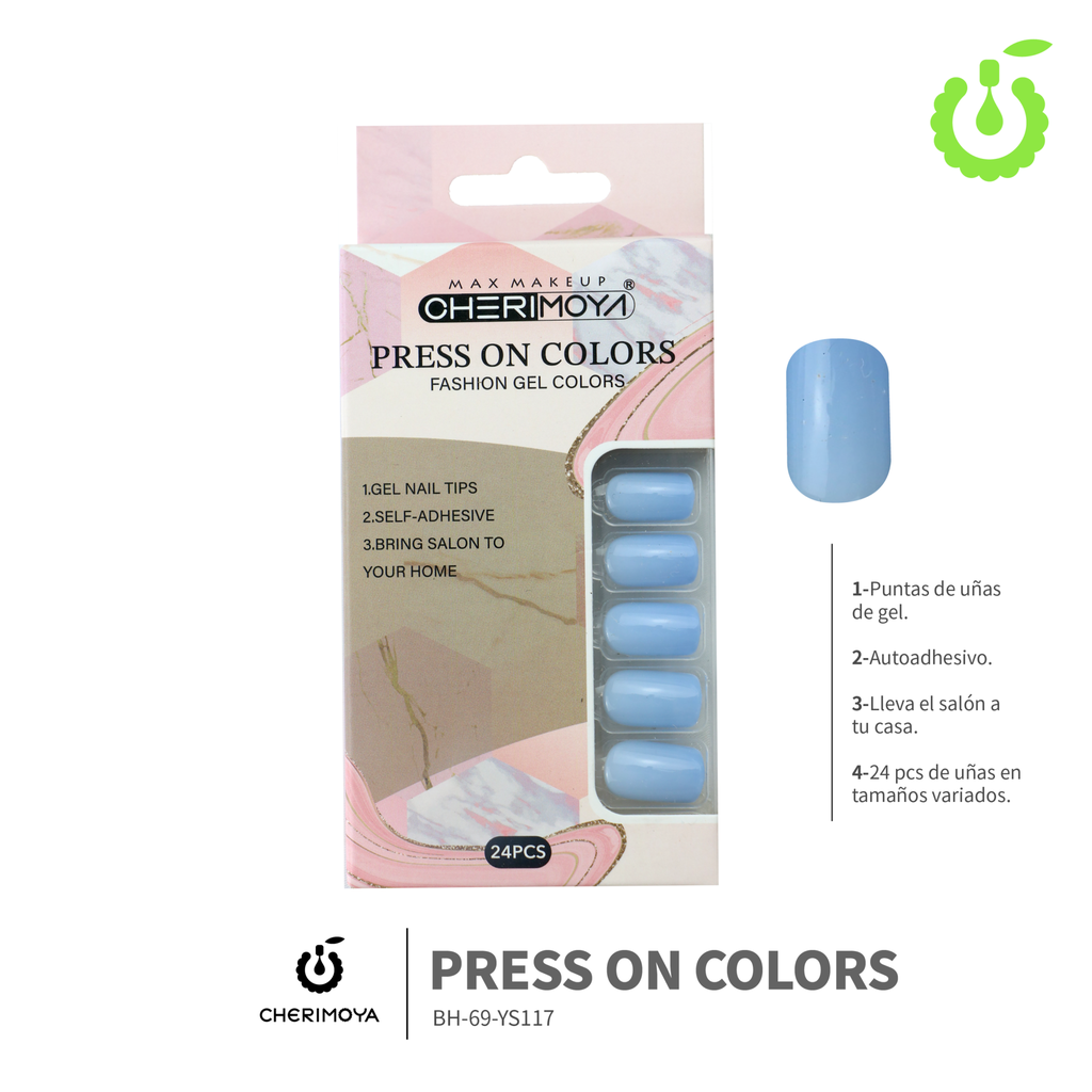 Press on nails Cuadrado  69-YS Brillo 24pcs ___Pack X12 -BH001205/BH-69-YS117