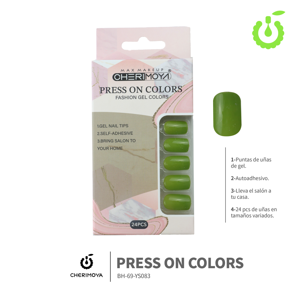 Press on nails Cuadrado  69-YS Brillo 24pcs ___Pack X12 -BH001205/BH-69-YS083