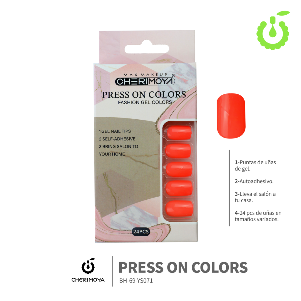 Press on nails Cuadrado  69-YS Brillo 24pcs ___Pack X12 -BH001205/BH-69-YS071