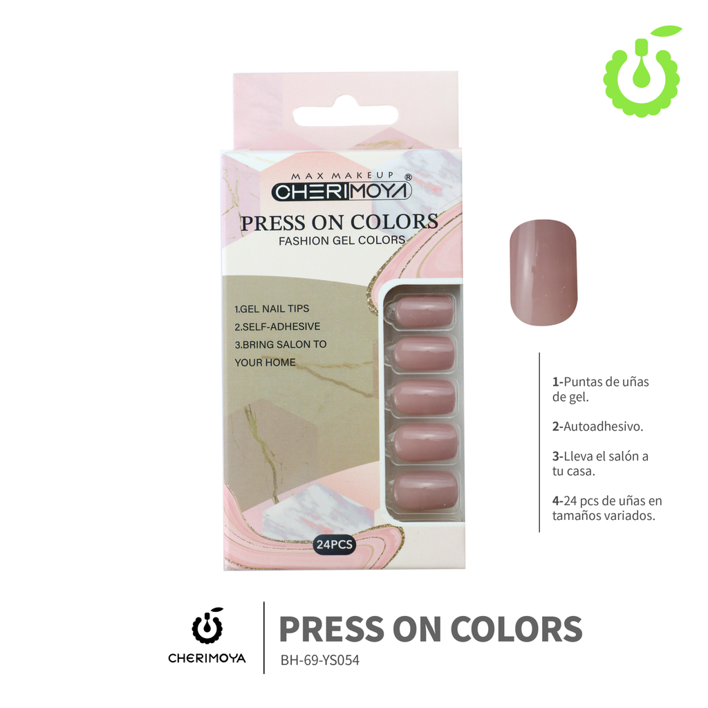 Press on nails Cuadrado  69-YS Brillo 24pcs ___Pack X12 -BH001205/BH-69-YS054