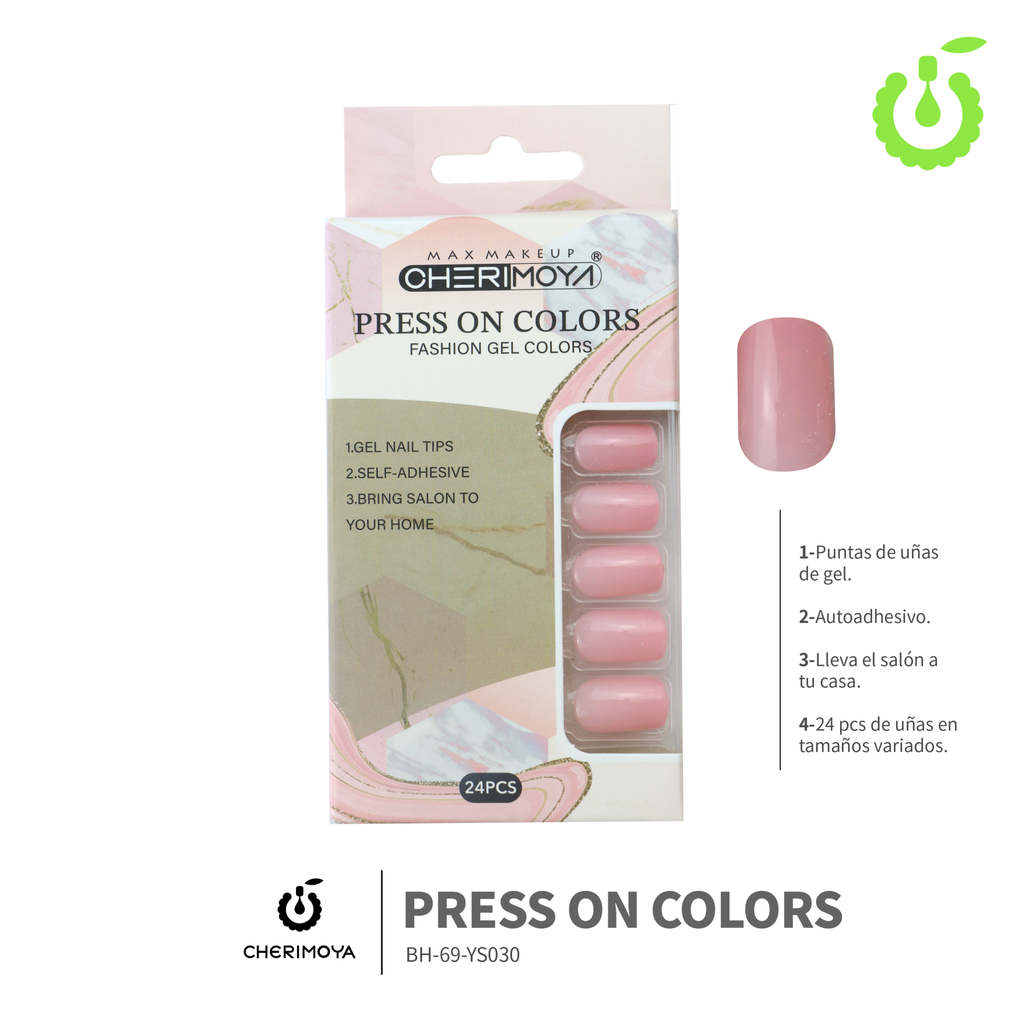 Press on nails Cuadrado  69-YS Brillo 24pcs ___Pack X12 -BH001205/BH-69-YS030