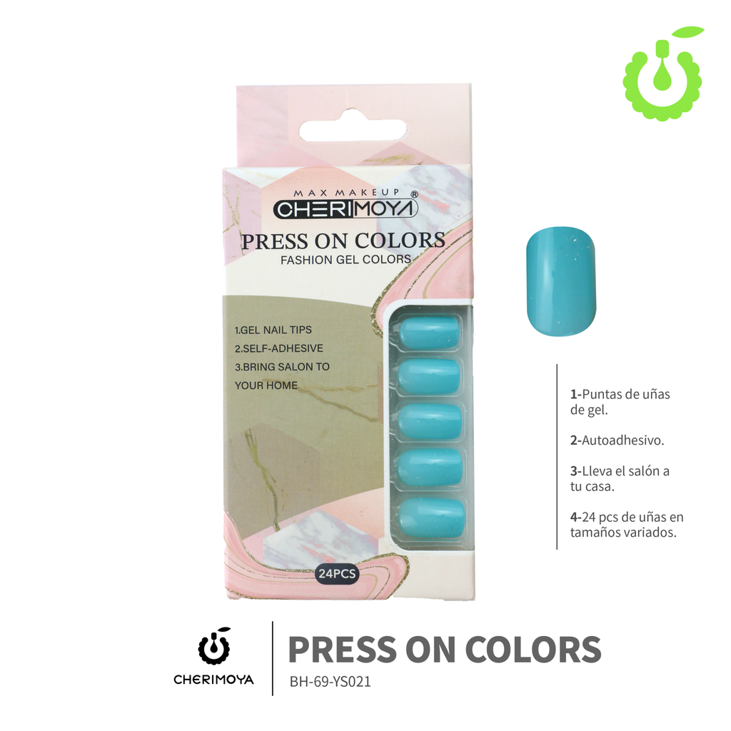 Press on nails Cuadrado  69-YS Brillo 24pcs (pack x12) -BH001205/BH-69-YS021