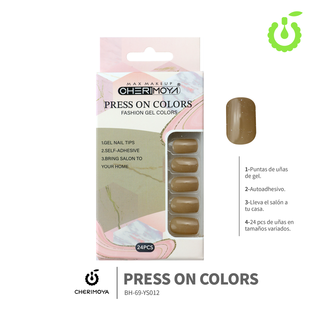 Press on nails Cuadrado  69-YS Brillo 24pcs ___Pack X12 -BH001205/BH-69-YS012