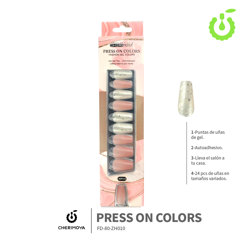 Press on nails coffin  KIT  30 pcs ___Pack X12 -BH001206-2/FD-80-ZH010