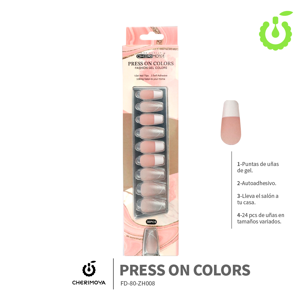 Press on nails coffin  KIT  30 pcs ___Pack X12 -BH001206-2/FD-80-ZH008
