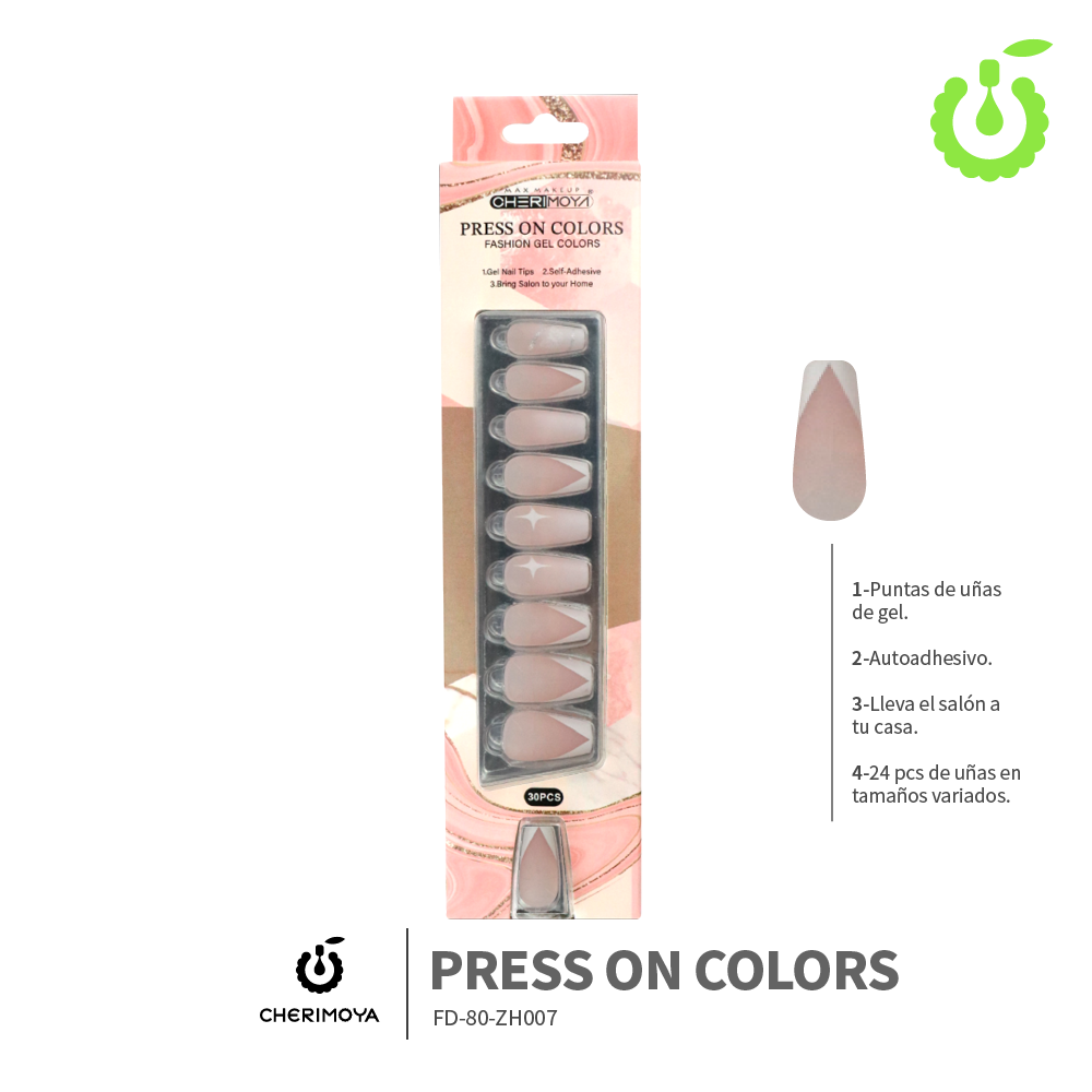 Press on nails coffin  KIT  30 pcs (pack x12) -BH001206-2/FD-80-ZH007
