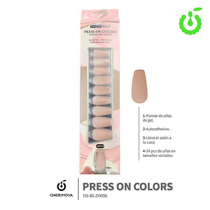 Press on nails coffin  KIT  30 pcs (pack x12) -BH001206-2/FD-80-ZH006