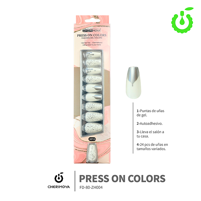 Press on nails coffin  KIT  30 pcs (pack x12) -BH001206-2/FD-80-ZH004