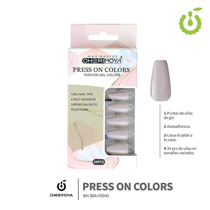 Press on nails coffin  80-YS brillo 24pcs ___Pack X12 -BH001206 /BH-80A-YS045
