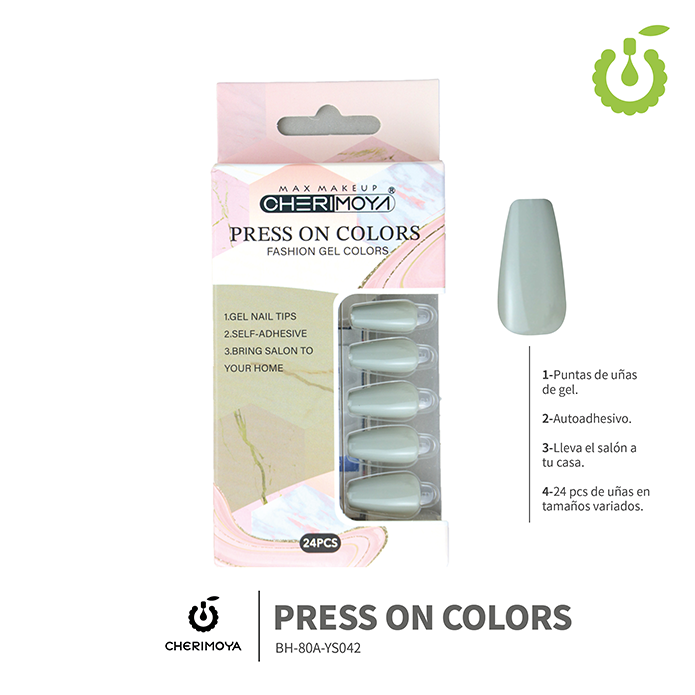 Press on nails coffin  80-YS brillo 24pcs ___Pack X12 -BH001206 /BH-80A-YS042