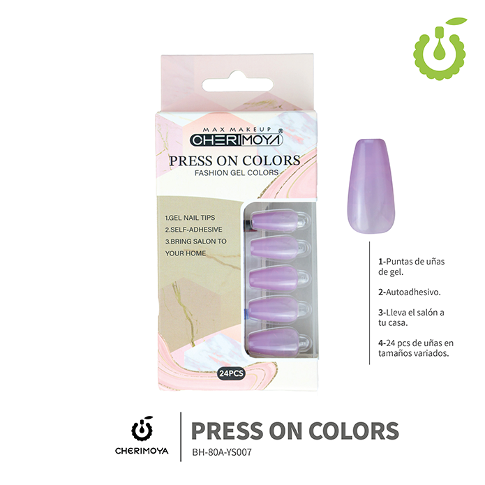 Press on nails coffin  80-YS brillo 24pcs ___Pack X12 -BH001206 /BH-80A-YS007