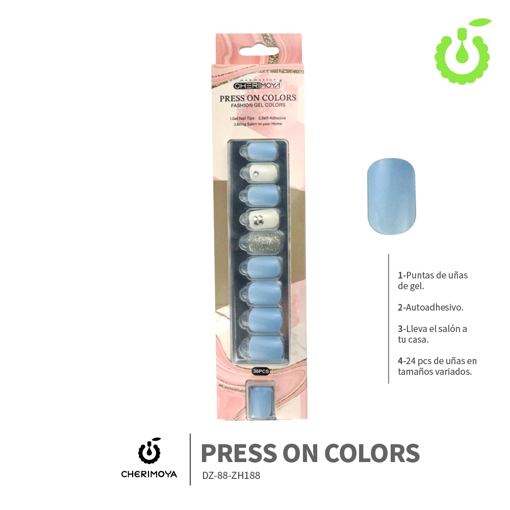 Press on nails  kit con dijes 30 pcs ___Pack X12 -BH001207-3/DZ-88-ZH188