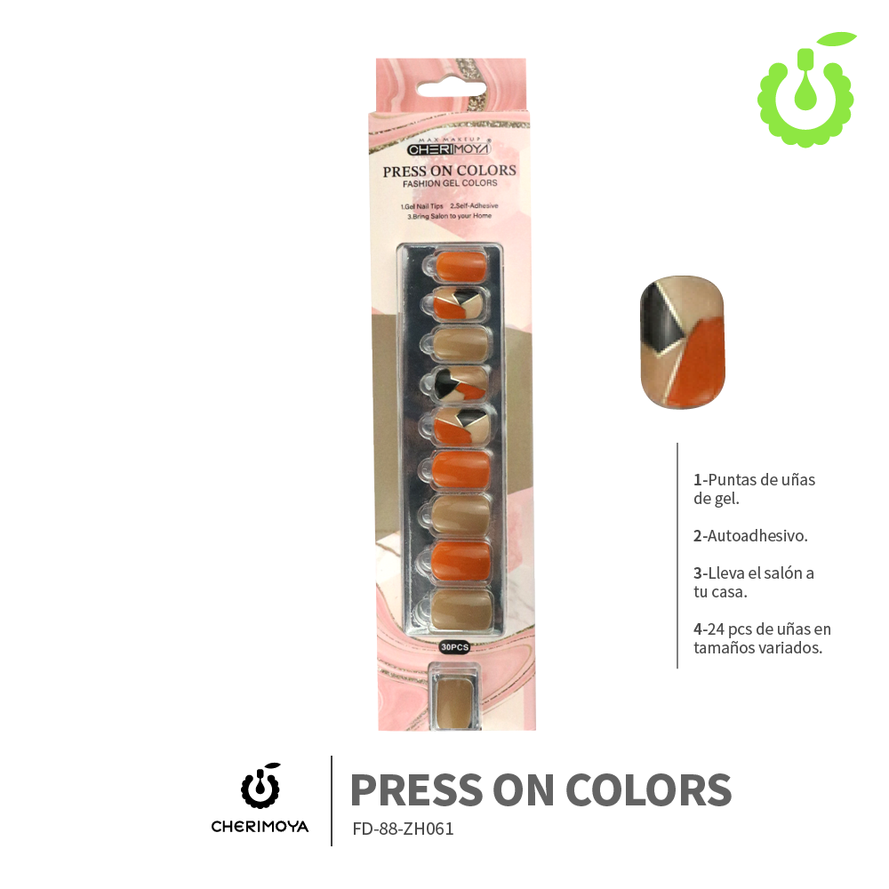 Press on cuadrado  kit multi-color  30pcs (pack x12) -BH001207-2/FD-88-ZH061