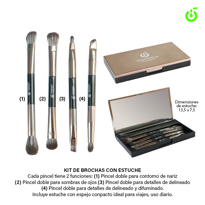 [BH006101] Kit estuche 4 pinceles para sombras (Pack x 6) BH006101