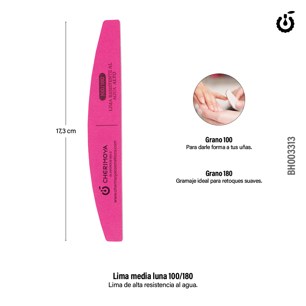 H009 Lima Media Luna RESISTENTE AL AGUA ROSA 100/180  ___Pack X12-BH003313 CH-91