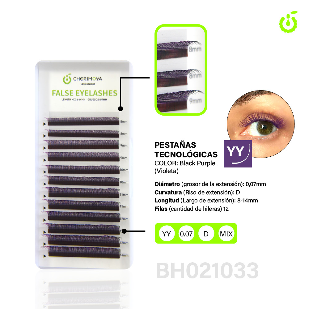 Extensión Tecnologicas YY 0.07D mix Black Purple  (PACK X10) BH021033-NV