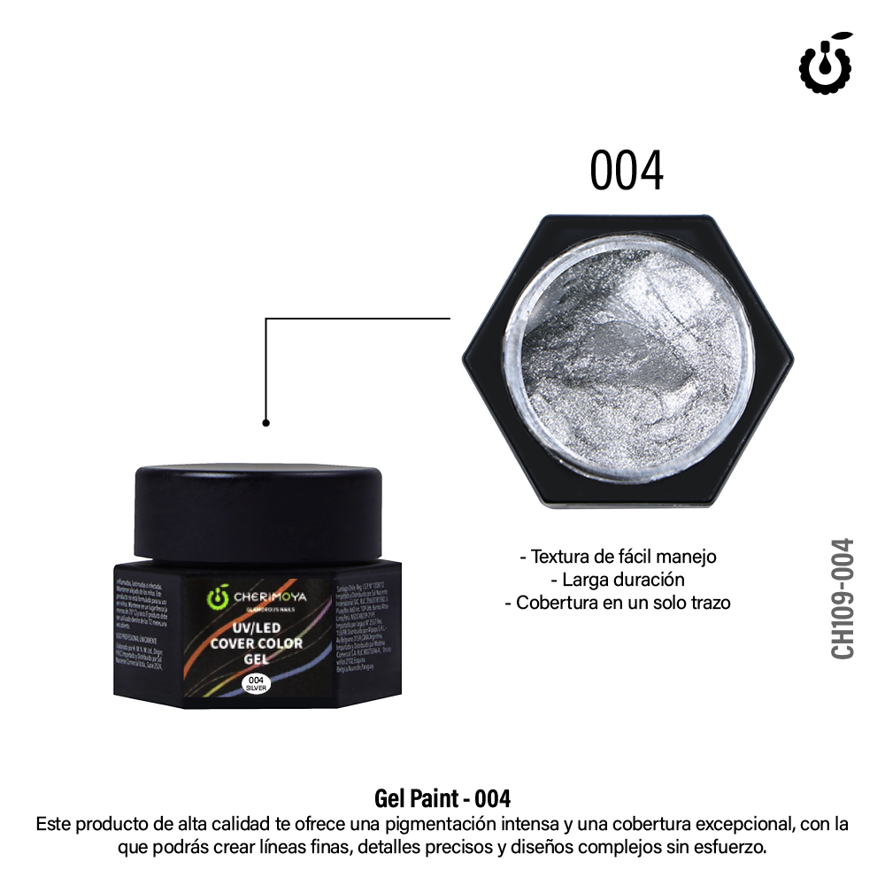 Cover Color Gel *gel paint* #004 Plateado ___Pack X12  CH109-004