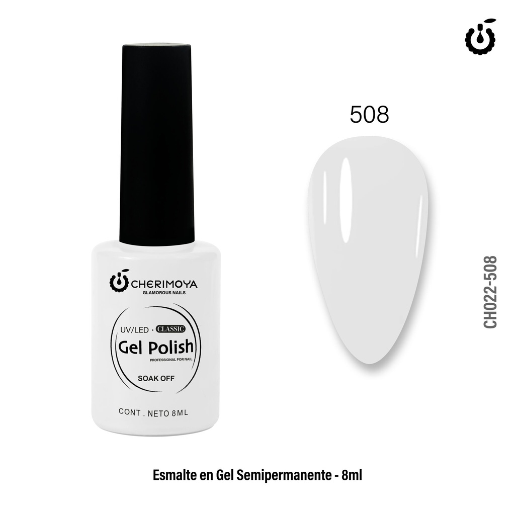 B508 Esmalte Semi #508 8ml  Cherimoya ___Pack X12 (Blanco) CH022-508 ch-90