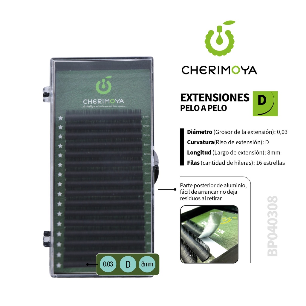 A852 Extensión de pestañas pelo por pelo 0.03D-8MM___Pack X10-BP040308
