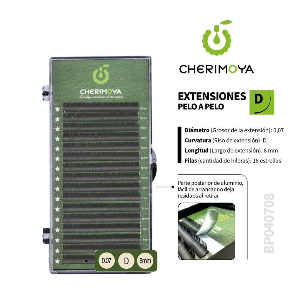 A833 Extensión de pestañas pelo por pelo 0.07D-8MM___Pack X10-BP040708