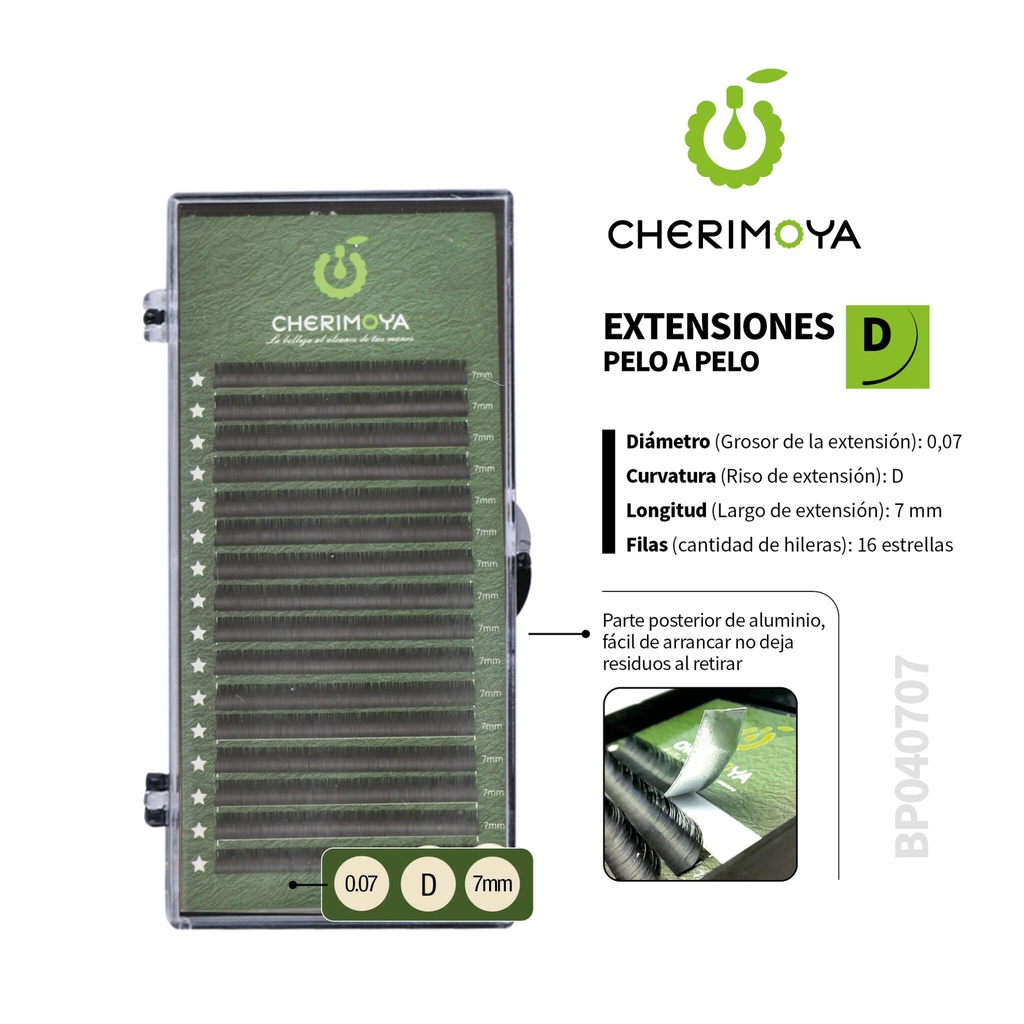 A832 Extensión de pestañas pelo por pelo 0.07D-7MM___Pack X10-BP040707