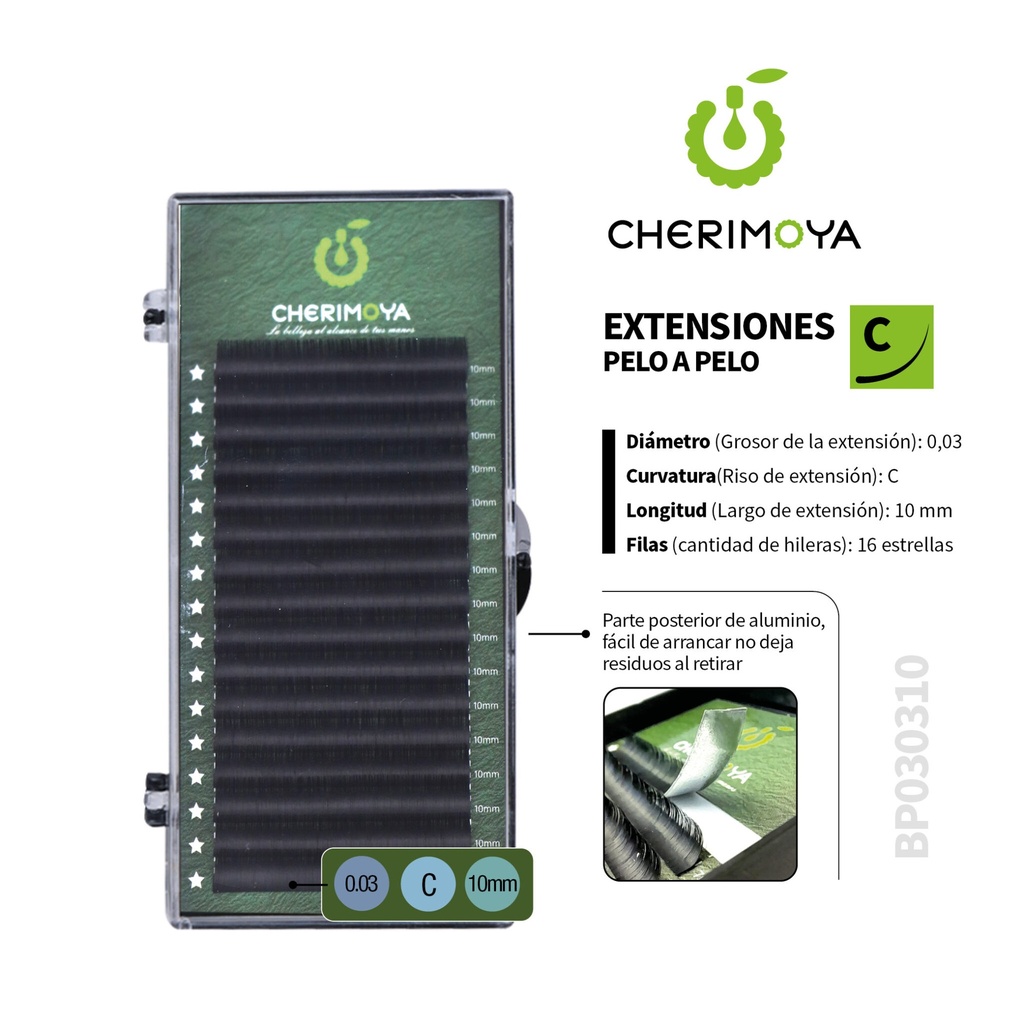 [BP030310] A824 Extensión de pestañas pelo por pelo 0.03C-10MM (Pack x 10u)-BP030310