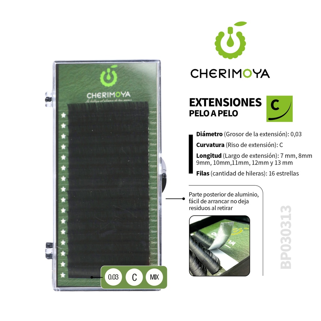 A820 Extensión de pestañas pelo por pelo 0.03C MIX (7-13MM)___Pack X10-BP030313MIX