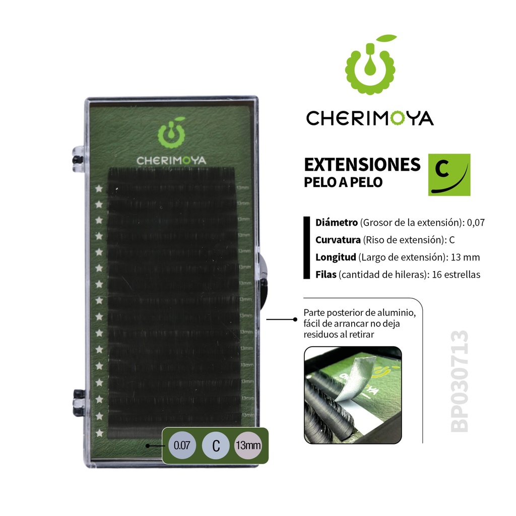 A809 Extensión de pestañas pelo por pelo 0.07C -13MM___Pack X10-BP030713