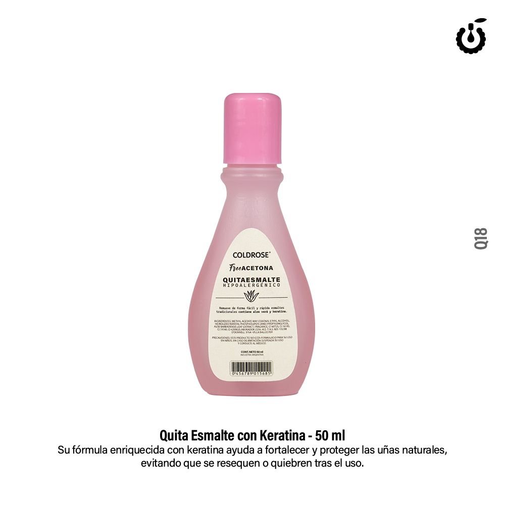 [Z777 | Q18] COLDROSE Quita esmalte CON KERATINA 50ML___Pack X50U