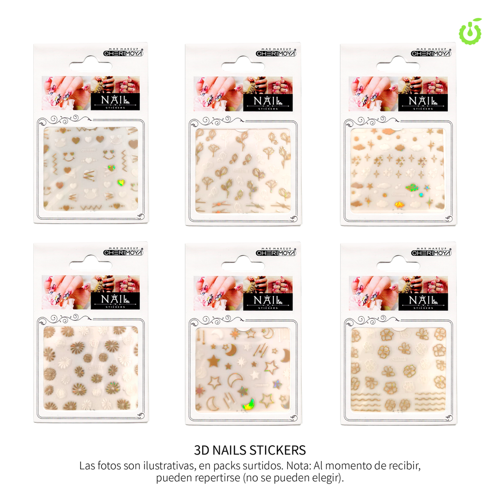 [CH011087-28] Sticker autoadhesivas surtido blancodorado___Pack X12