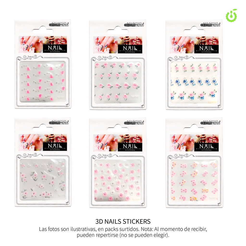 Sticker autoadhesivas para uñas surtido___Pack X12
