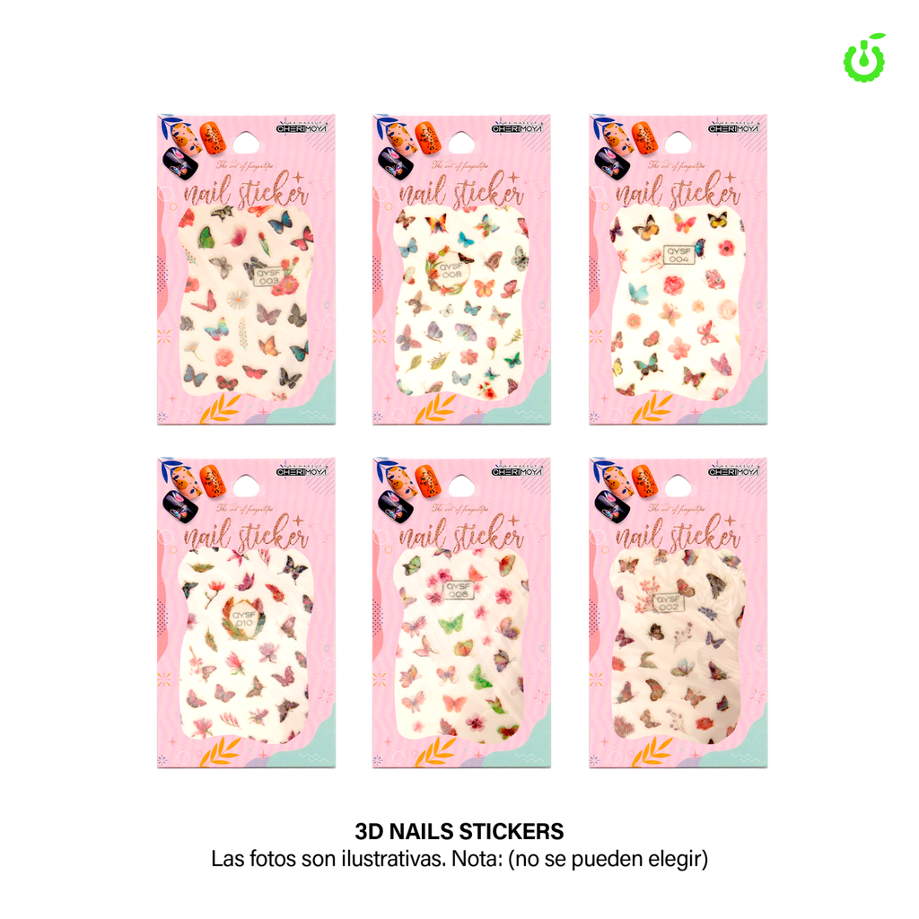 Sticker autoadhesivas grande surtido mariposa brillitos___Pack X12