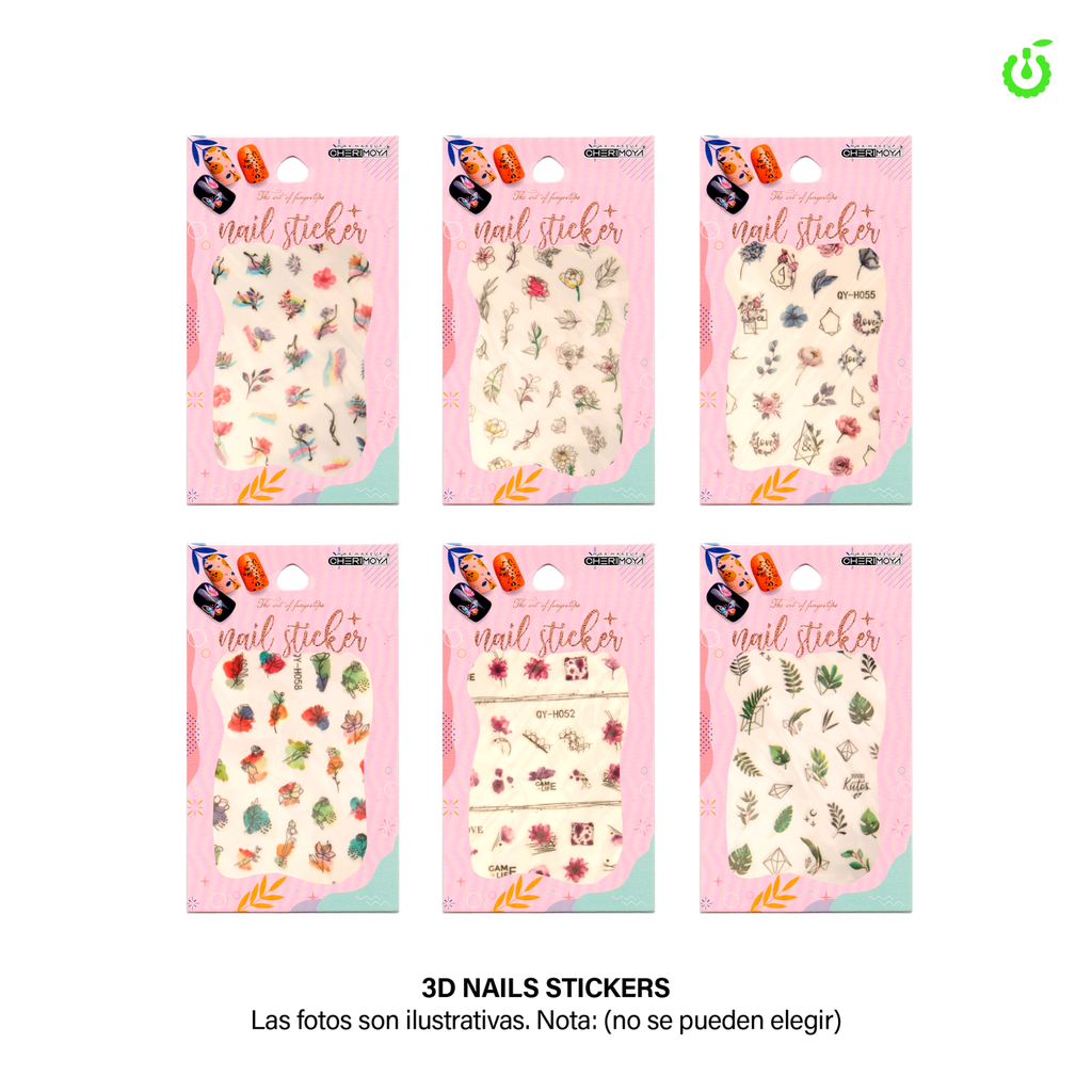 Sticker autoadhesivas grande surtido flores hojas___Pack X12