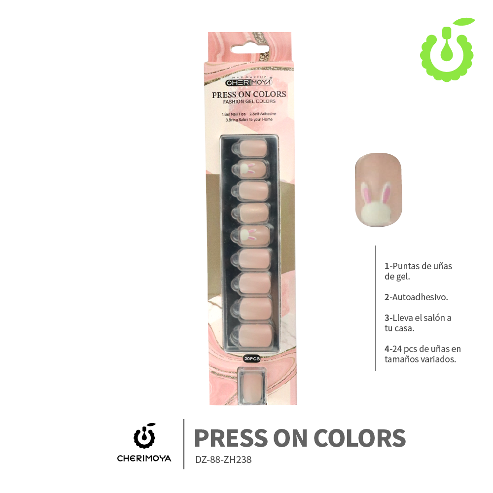 Press on nails kit con dijes 30 pcs ___Pack X12