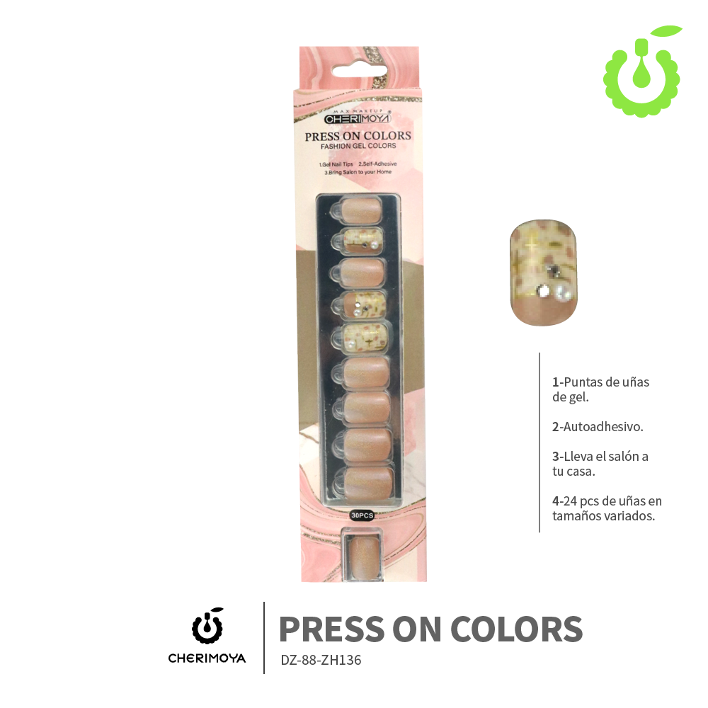 Press on nails kit con dijes 30 pcs ___Pack X12
