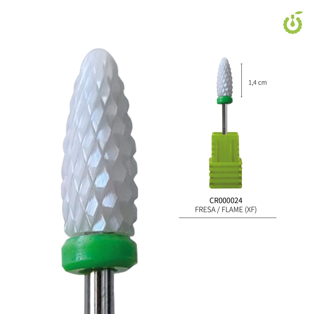 H-Fresa ceramica Flame Verde COLDROSE___Pack X10U